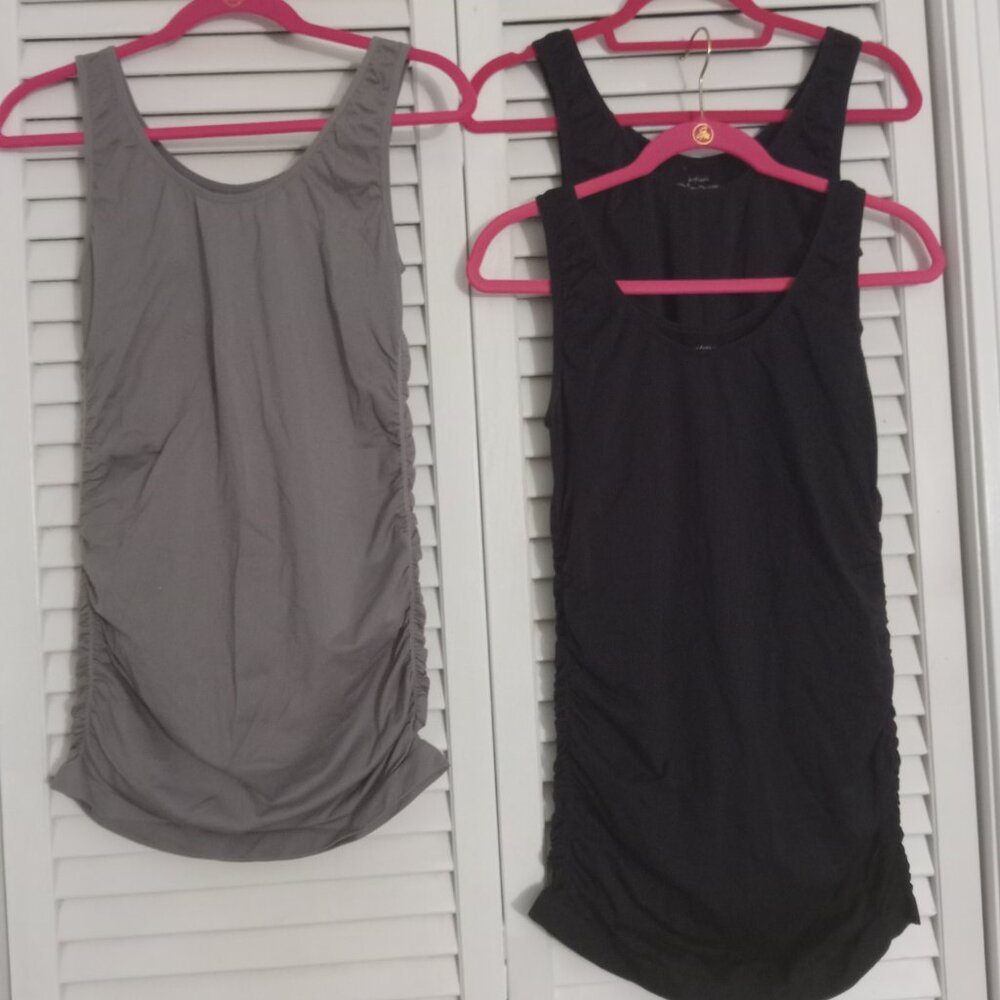 NWOT Lot of 3 maternity tanks Size M 2 black, 1 light gray